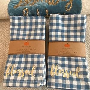 Blessed Checkered Napkins in teal